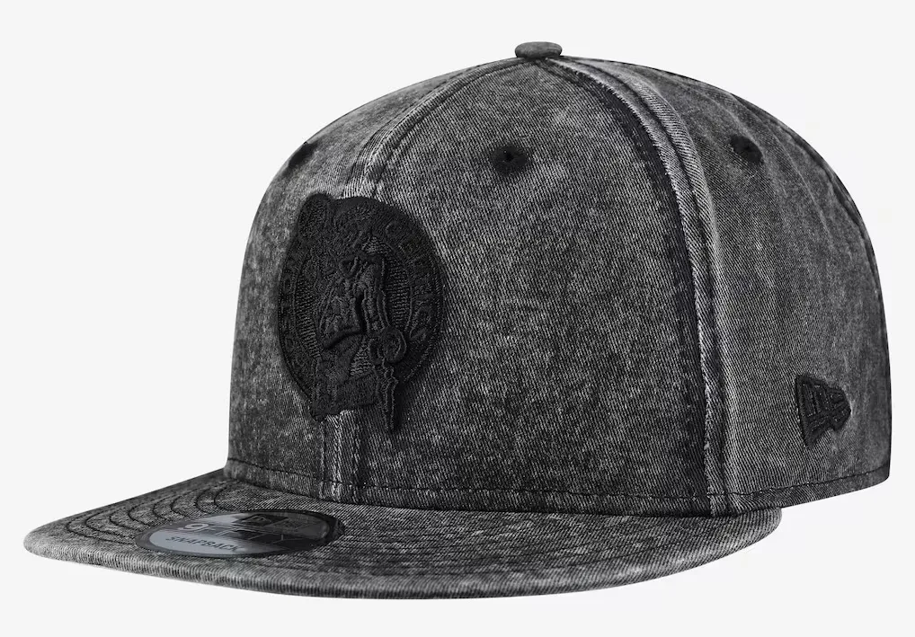 New Era Boston Celtics Washed Tonal 9FIFTY Snapback Hat in black washed charcoal with tonal Celtics logo.