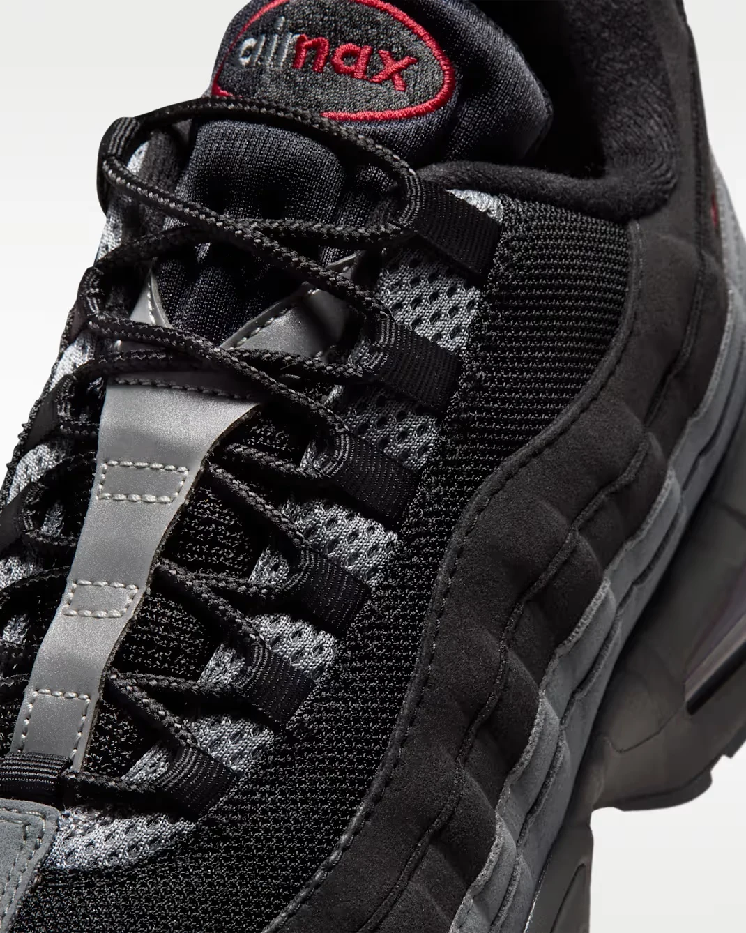 Nike Air Max 95 Black Tough Red laces and tongue detail