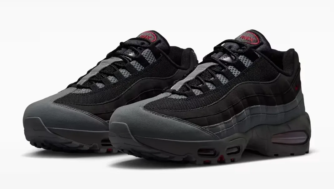 Pair of Nike Air Max 95 Black Tough Red sneakers