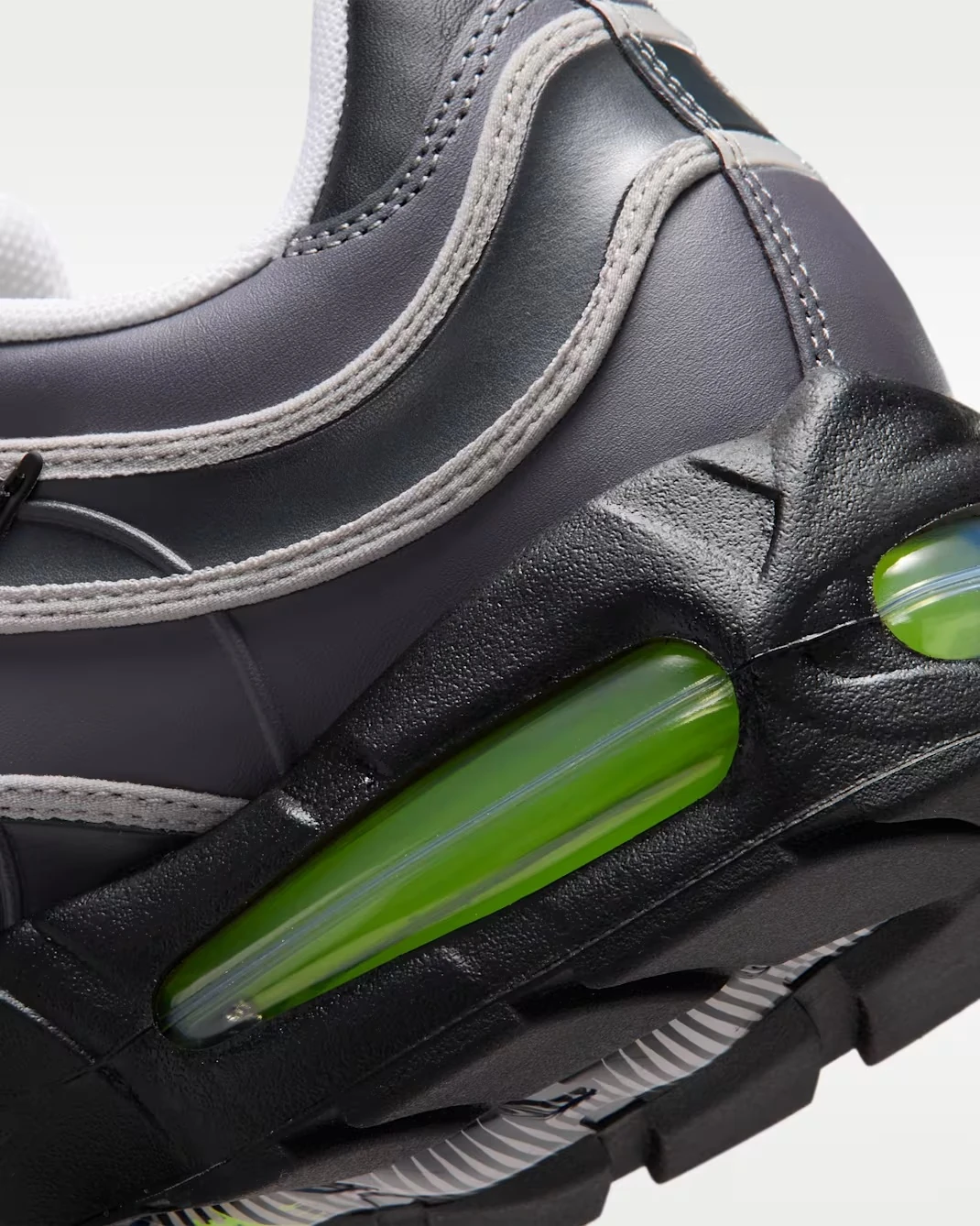 Close-up of the Neon Green Air Max cushioning on the Nike Air Max Joga Bonito.