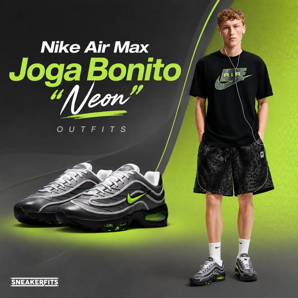 Nike Air Max Joga Bonito "Neon" sneakers with matching Nike outfit inspiration featured image by SneakerFits.