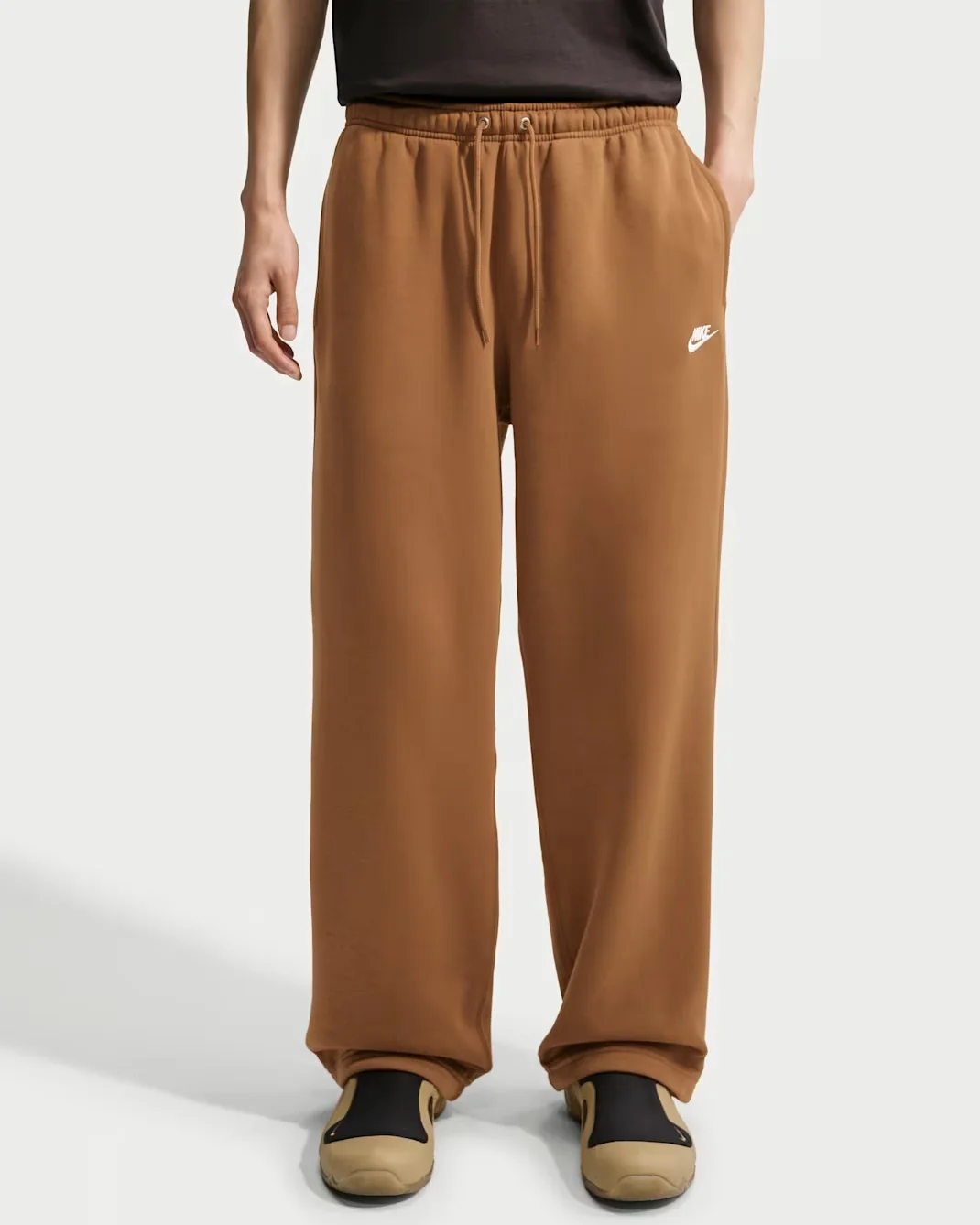 Nike Club Fleece Bungee Pants in Ale Brown and White