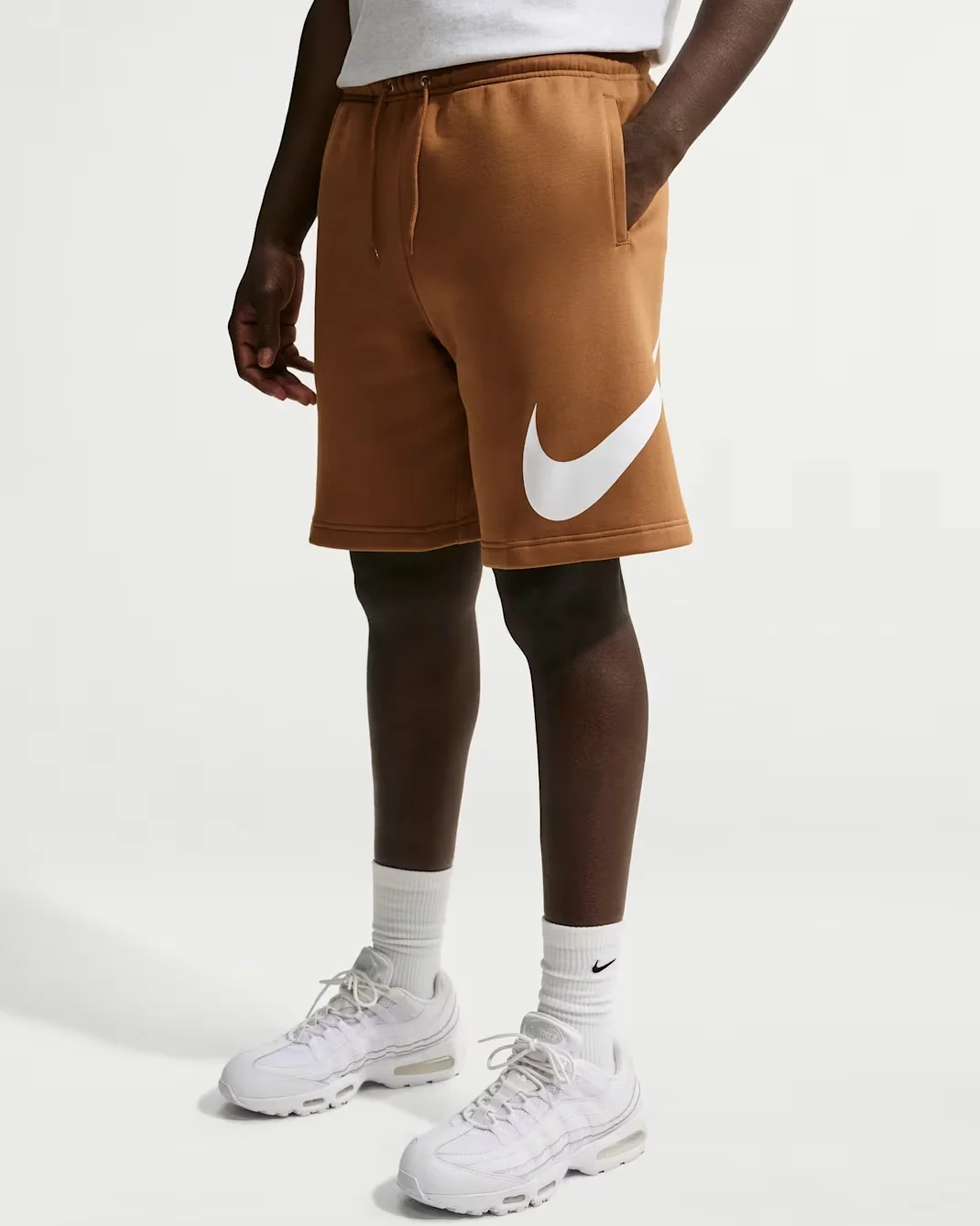 Nike Club Fleece Shorts in Ale Brown and White