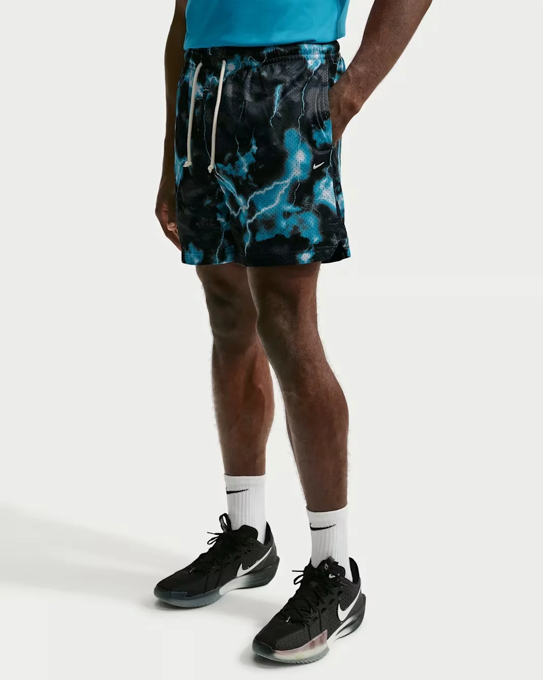 Nike Dri-FIT mesh skull shorts in black and blue