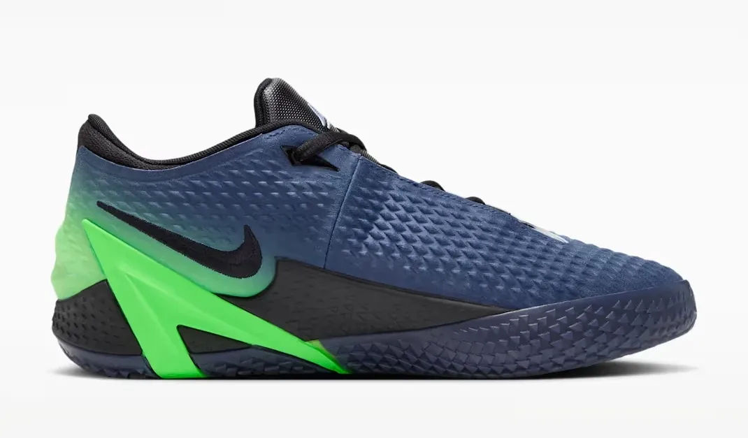 Medial side of the Nike Ja 4 Nightmare in Obsidian, Black and Voltage Green.