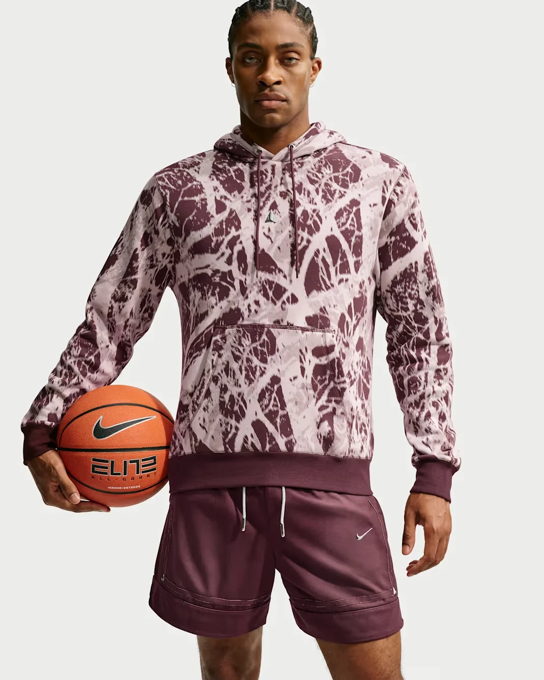 Nike Ja Morant Club hoodie in burgundy and pink
