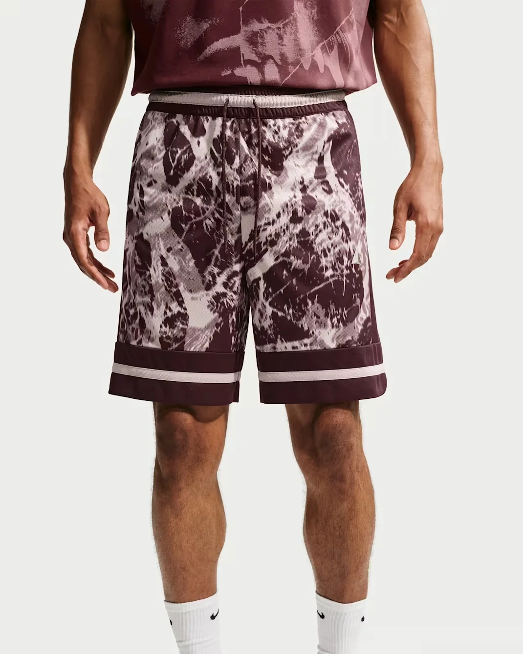 Nike Ja Morant Dri-FIT game shorts in burgundy and pink
