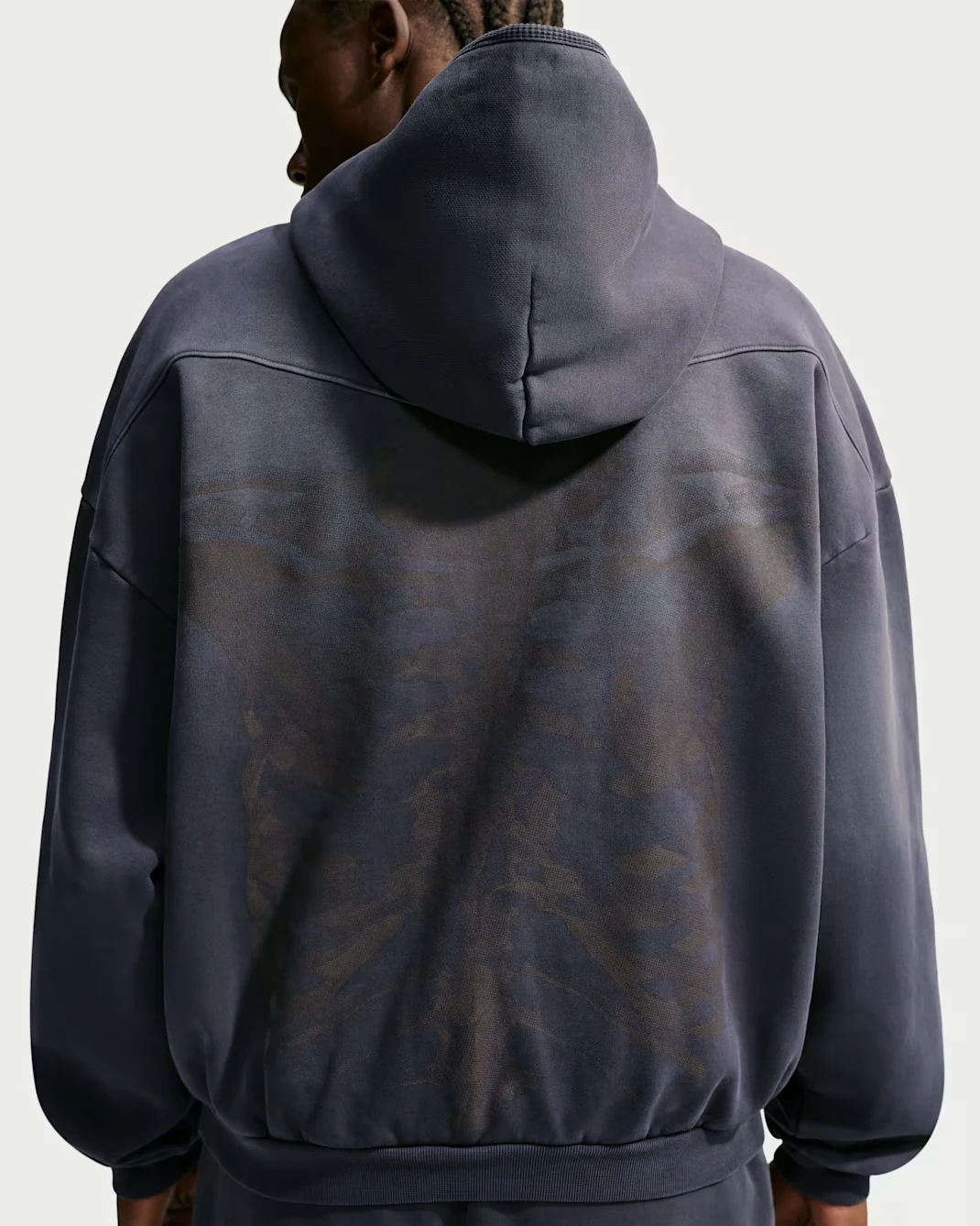 Back view of Nike Ja Standard Issue Therma-FIT fleece hoodie in Black and Ice Silver.