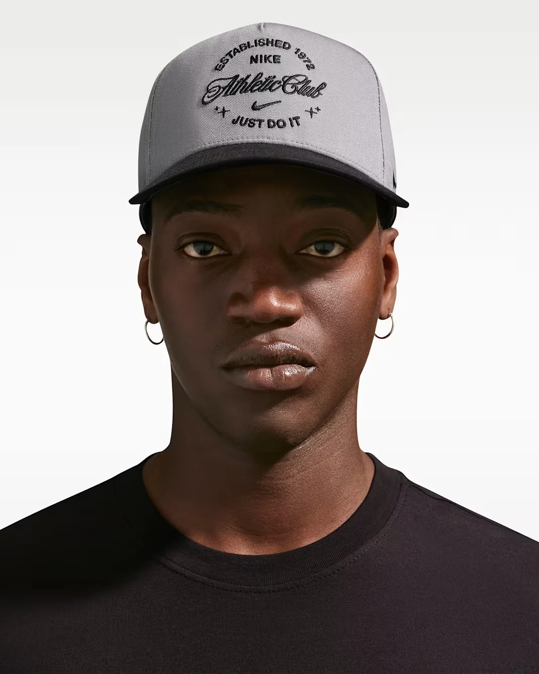 Nike Rise structured A-frame cap in Smoke Grey and black