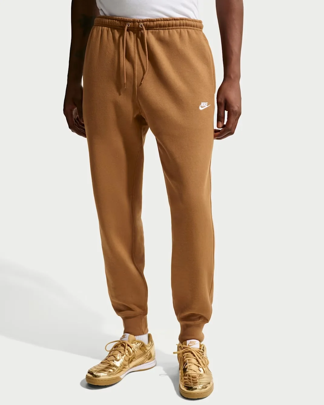 Nike Sportswear Club Joggers in Ale Brown and White