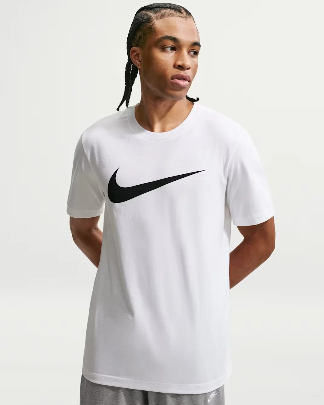 Nike Sportswear Icon Swoosh T-Shirt in white with black Swoosh
