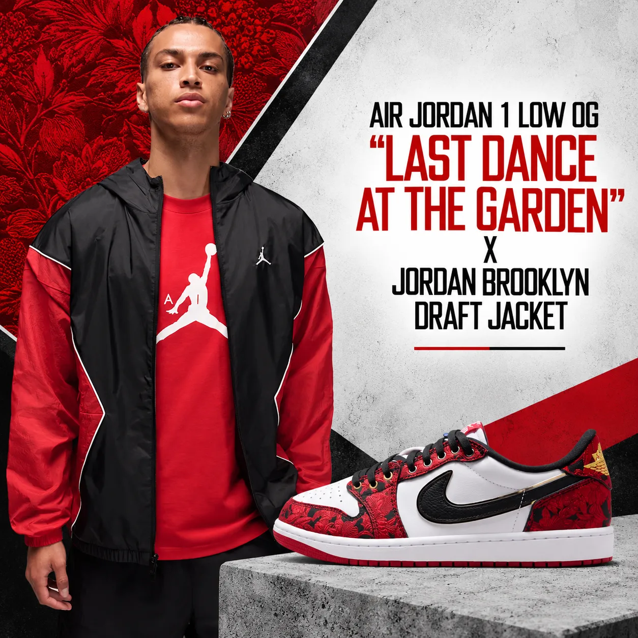 Air Jordan 1 Low OG “Last Dance At The Garden” with Jordan Brooklyn Draft Jacket