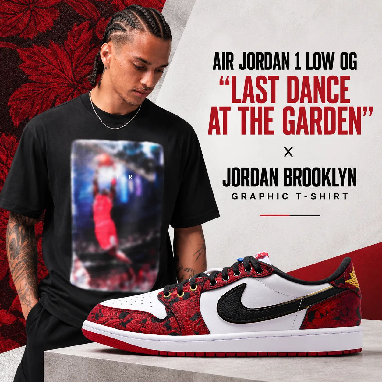 Air Jordan 1 Low OG “Last Dance At The Garden” with Jordan Brooklyn Graphic T-Shirt in black