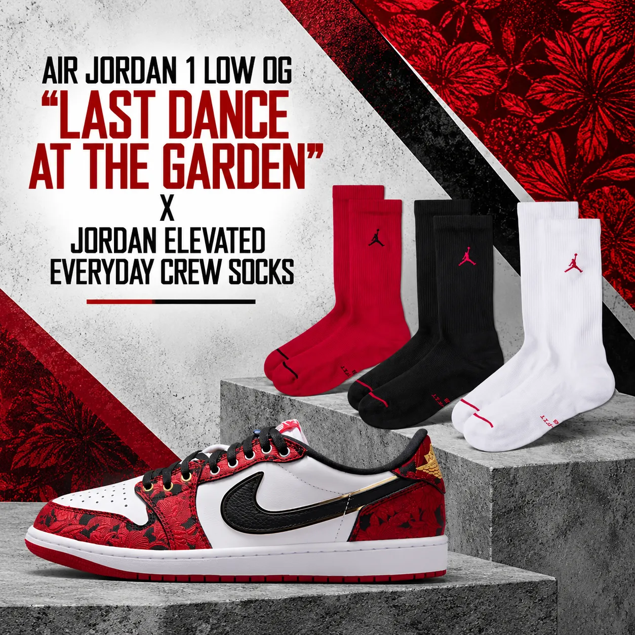 Air Jordan 1 Low OG “Last Dance At The Garden” with Jordan Elevated Everyday Crew Socks