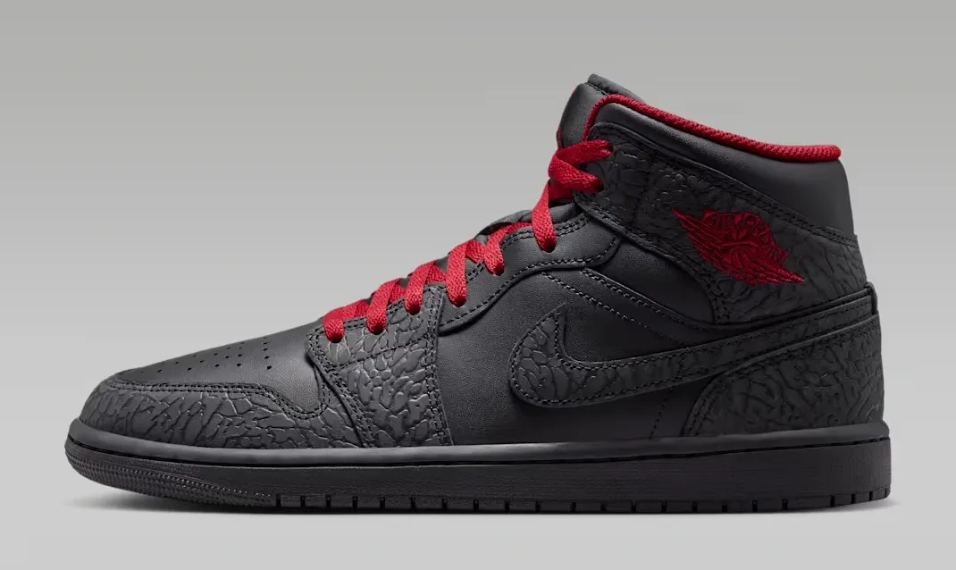 Air Jordan 1 Mid SE in Black, Black and Tough Red