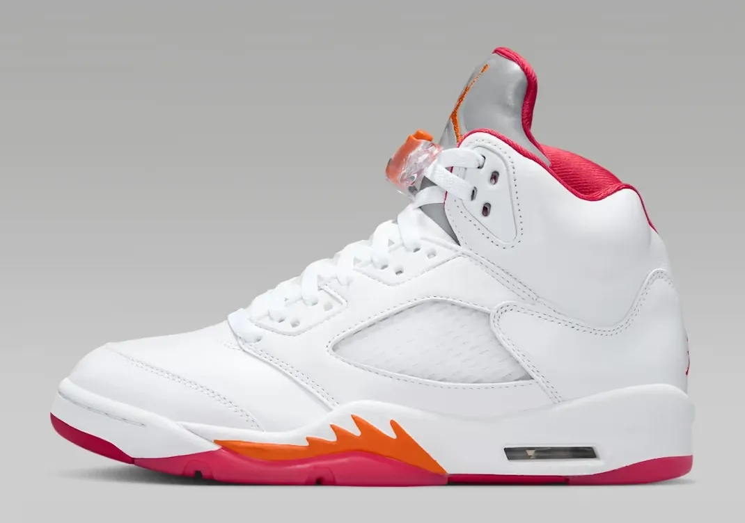 Air Jordan 5 Sunset White Fire Red and Sunset lateral profile