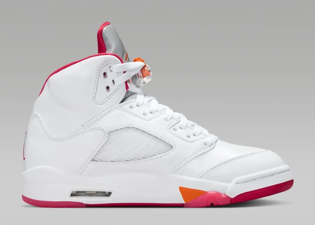 Air Jordan 5 Sunset White Fire Red and Sunset side view