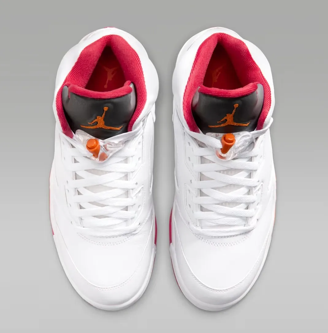 Air Jordan 5 Sunset White Fire Red and Sunset top view