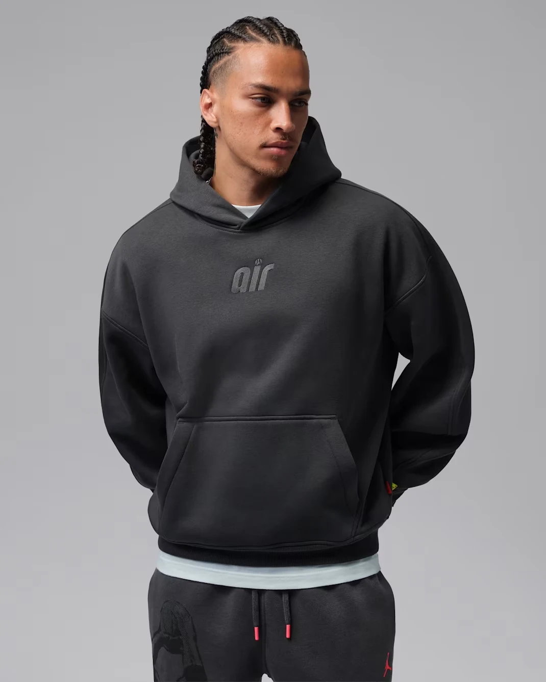 Jordan Brooklyn Fleece 23-Love oversized hoodie in Anthracite shown from the front.