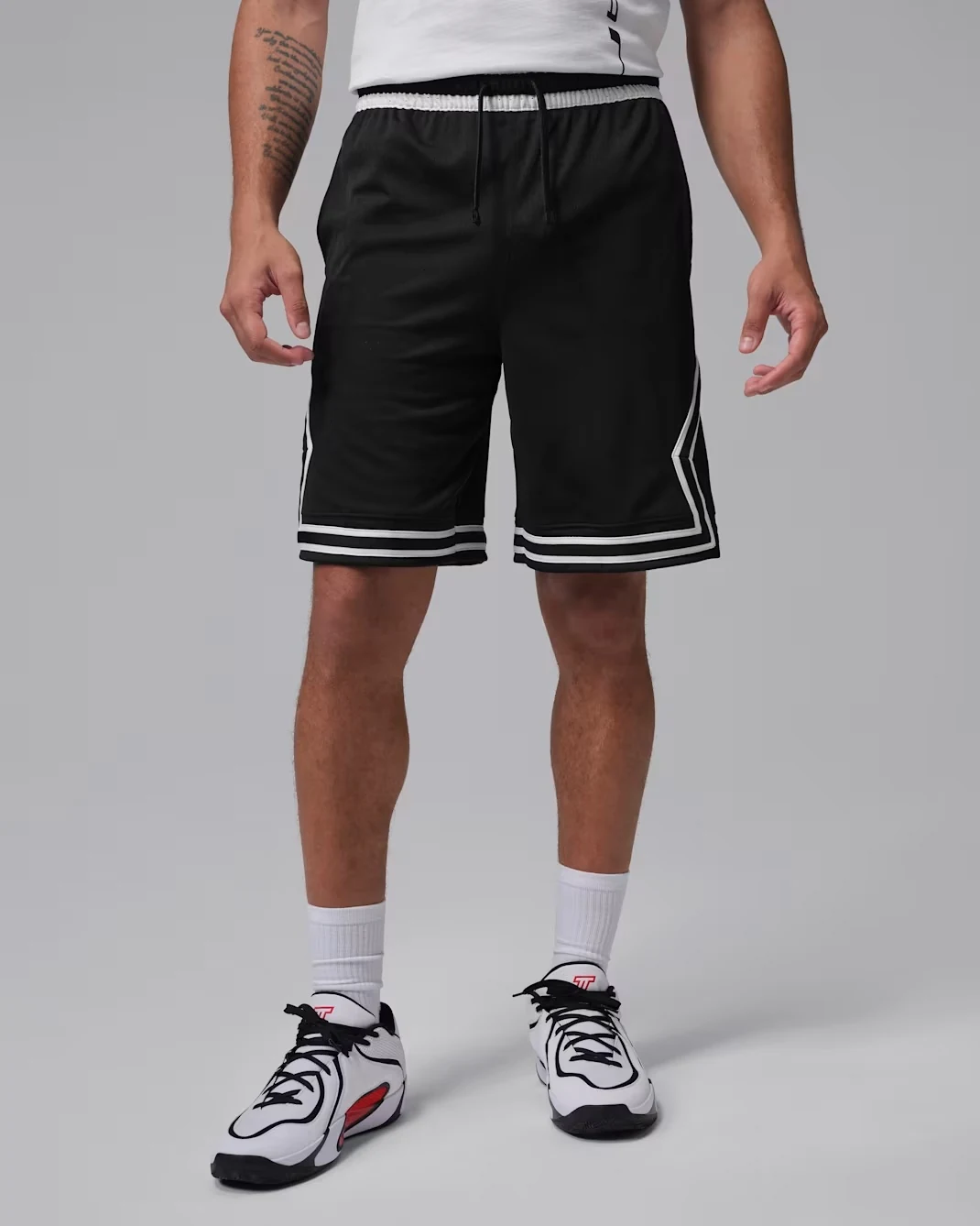 Black Jordan Sport Dri-FIT 9-inch Diamond shorts with white trim