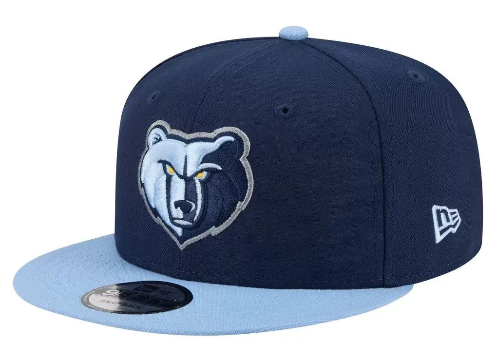 Memphis Grizzlies New Era Two-Tone 9FIFTY snapback hat in navy and light blue