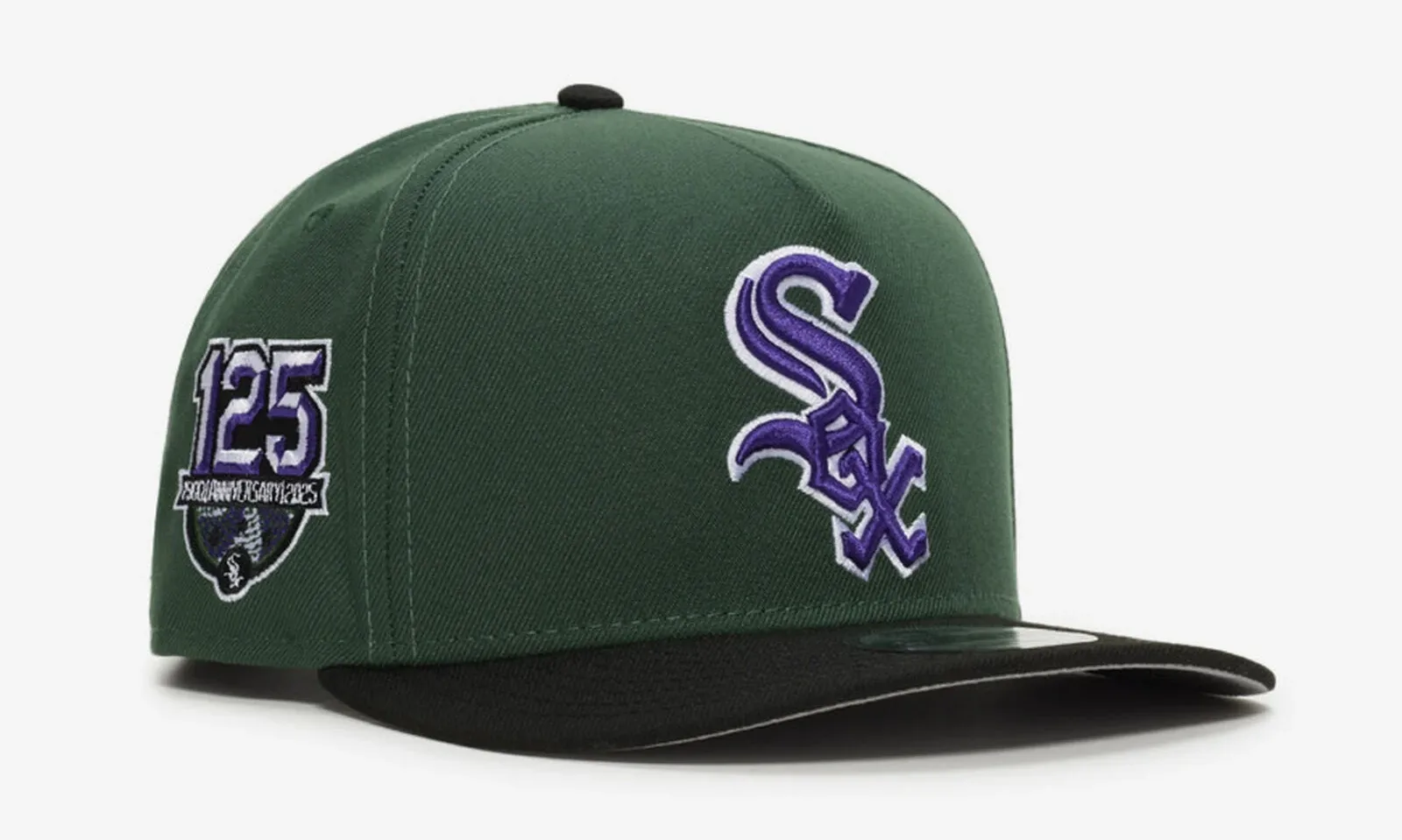 New Era Chicago White Sox 9FIFTY A-Frame Snapback Hat in green, black and purple.