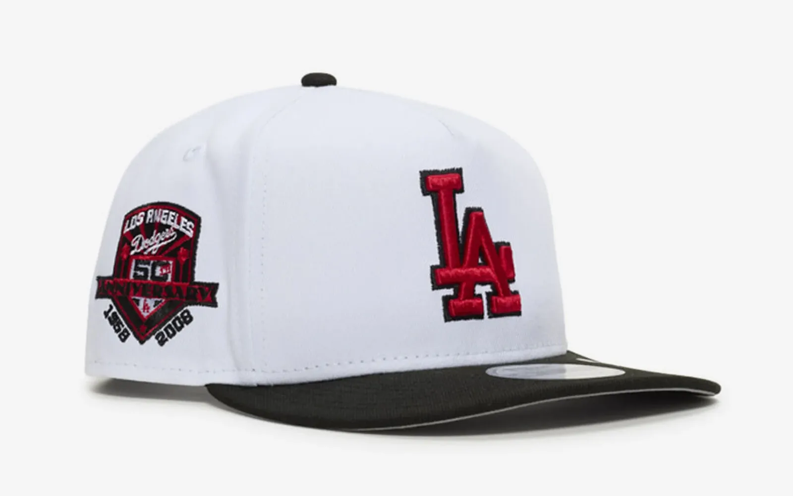 White, black and red New Era Los Angeles Dodgers 9FIFTY A-Frame Snapback Hat.