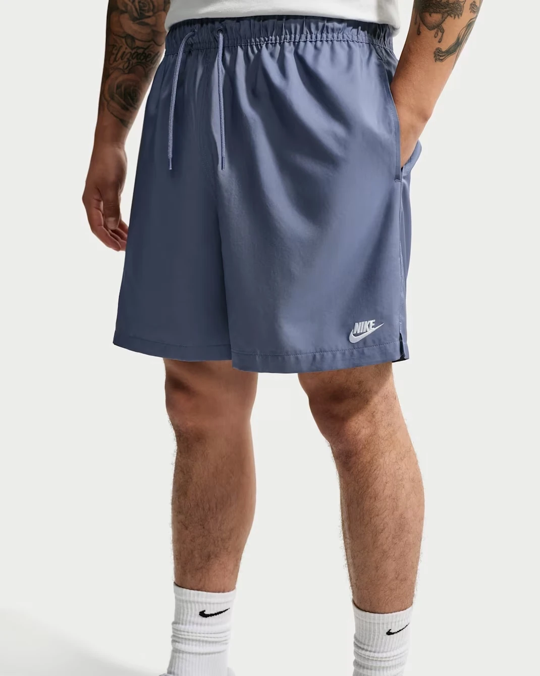 Nike Club Woven Flow Shorts in Diffused Blue and White