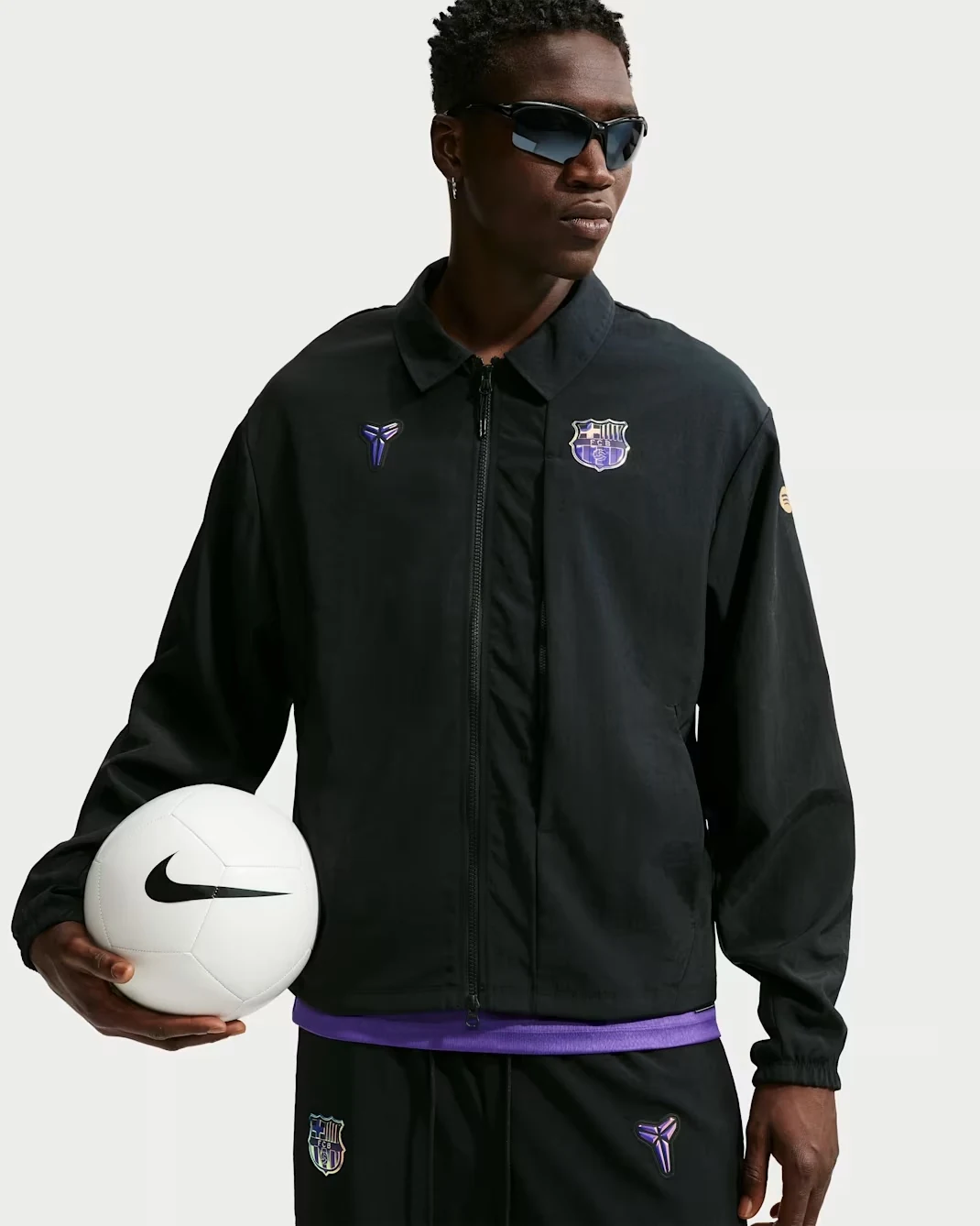 Nike FC Barcelona Kobe woven jacket in Black and Field Purple