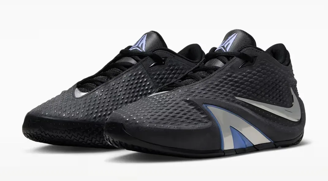 Nike Ja 4 Dark Mode Black, Cobalt Bliss and Metallic Silver pair