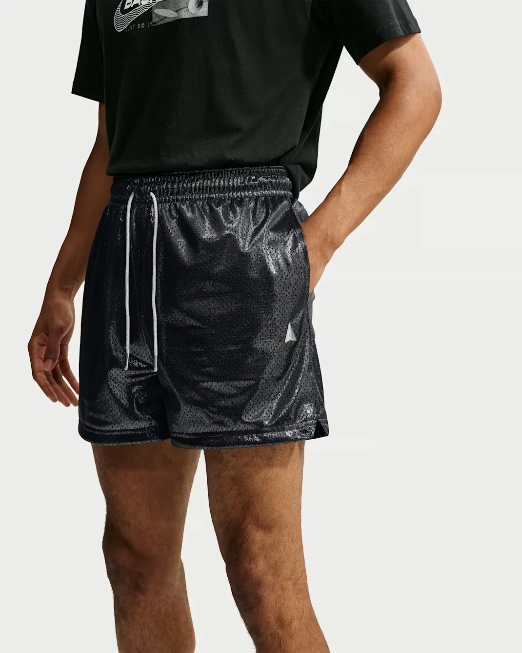 Nike Ja Standard Issue mesh 5-inch basketball shorts in Black and Metallic Silver