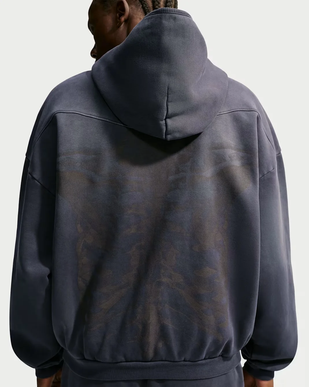 Back of Nike Ja Standard Issue Therma-FIT fleece hoodie in Black and Ice Silver