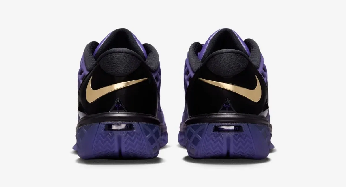 Nike Kobe 3 Low Protro FC Barcelona heel view with Black and Metallic Gold Nike Swooshes
