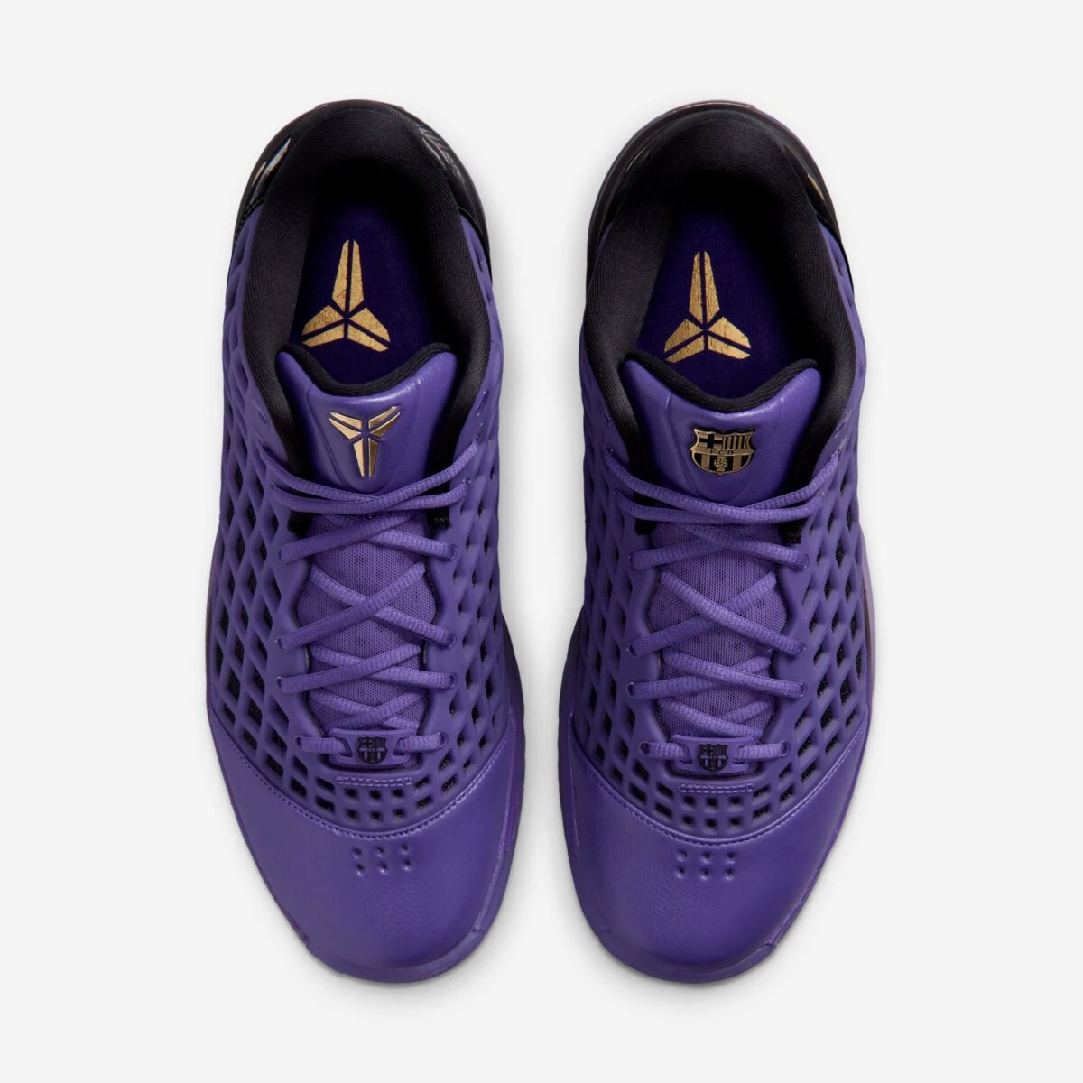 Nike Kobe 3 Low Protro FC Barcelona Electric Purple top view with Kobe and FC Barcelona logos