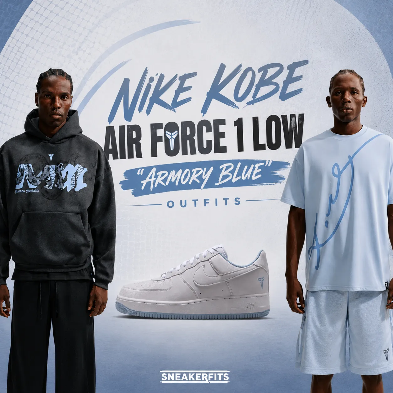 Nike Kobe Air Force 1 Low Armory Blue outfit guide with matching Kobe hoodie and T-shirt – SneakerFits