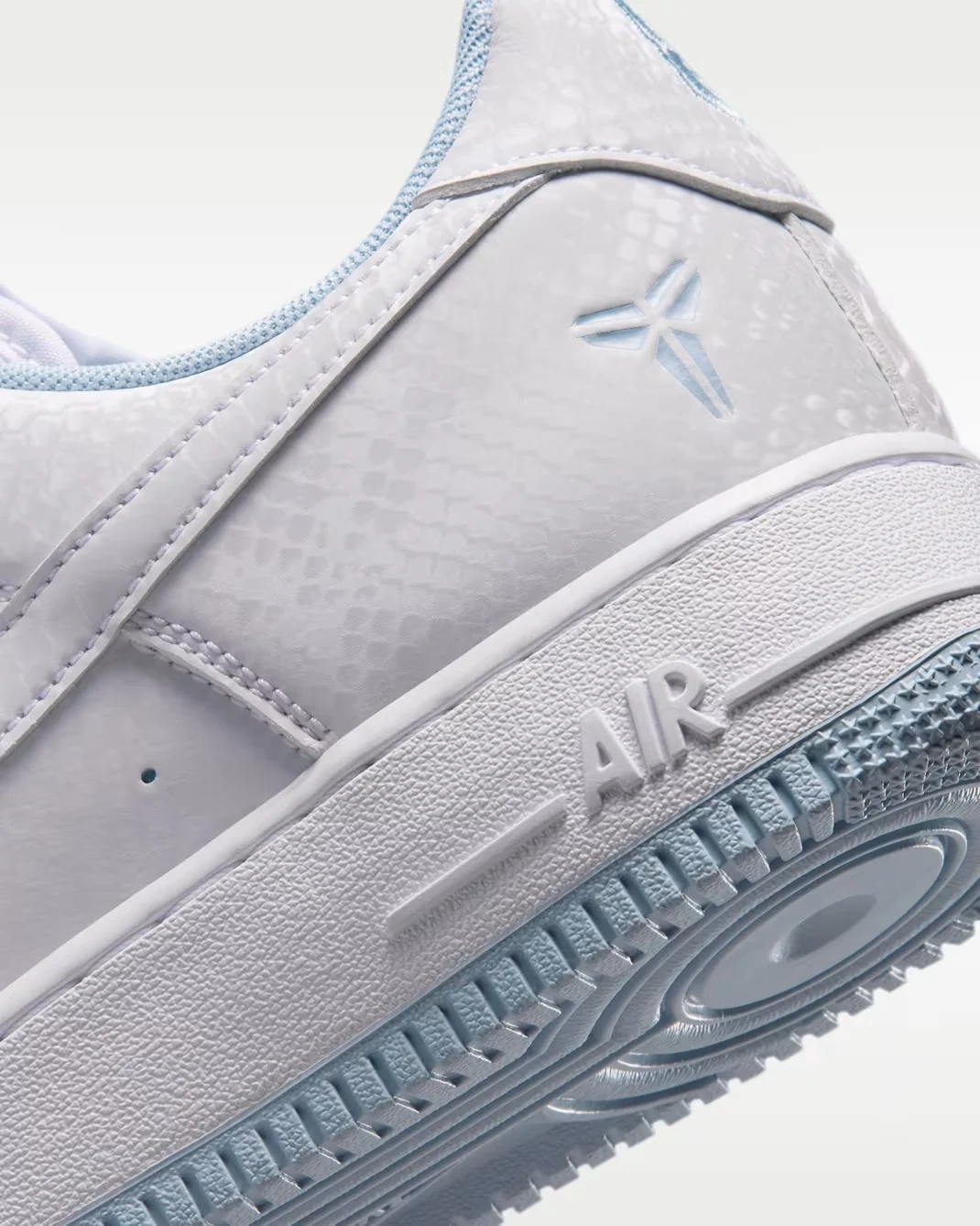 Nike Kobe Air Force 1 Low white and light blue Kobe heel detail