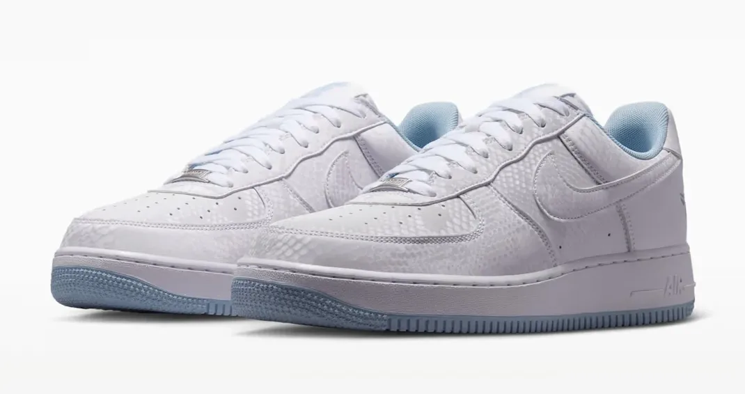 Nike Kobe Air Force 1 Low white and light blue pair angled view