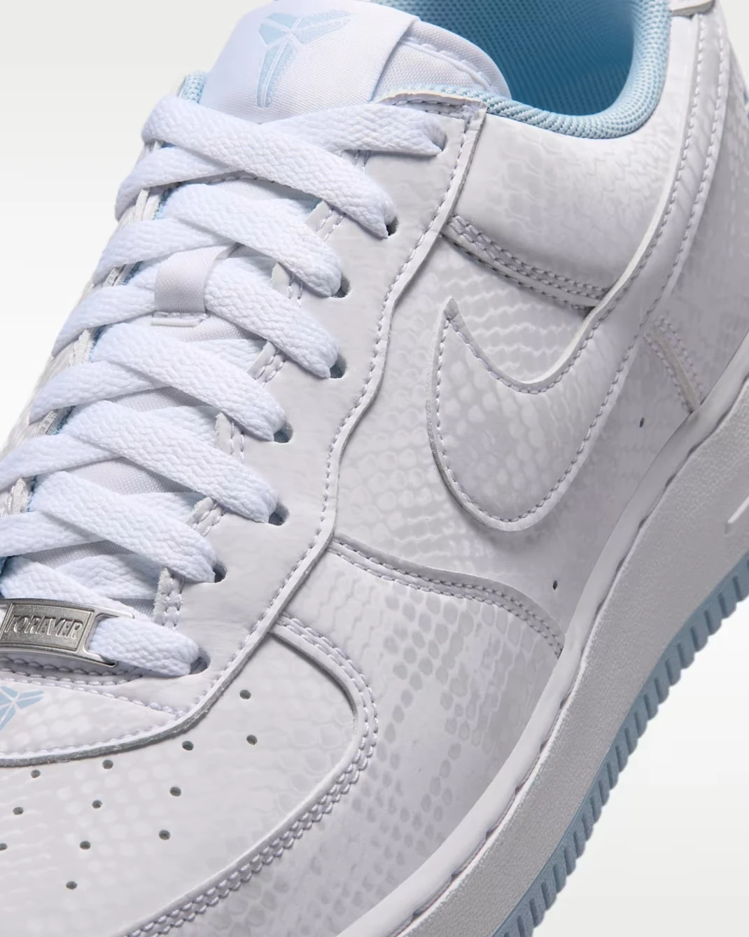 Nike Kobe Air Force 1 Low white textured upper and Swoosh detail