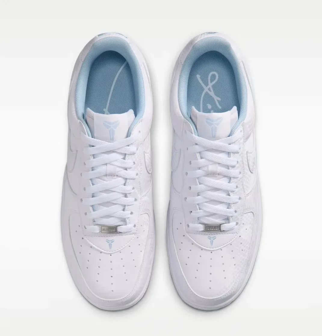 Top view of Nike Kobe Air Force 1 Low in white and light blue