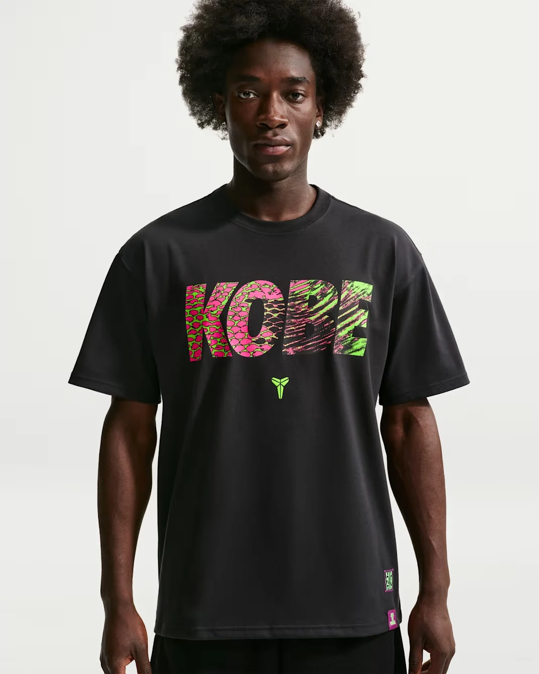 Nike Kobe Dri-FIT M90 black T-shirt with fuchsia and lime Kobe graphic