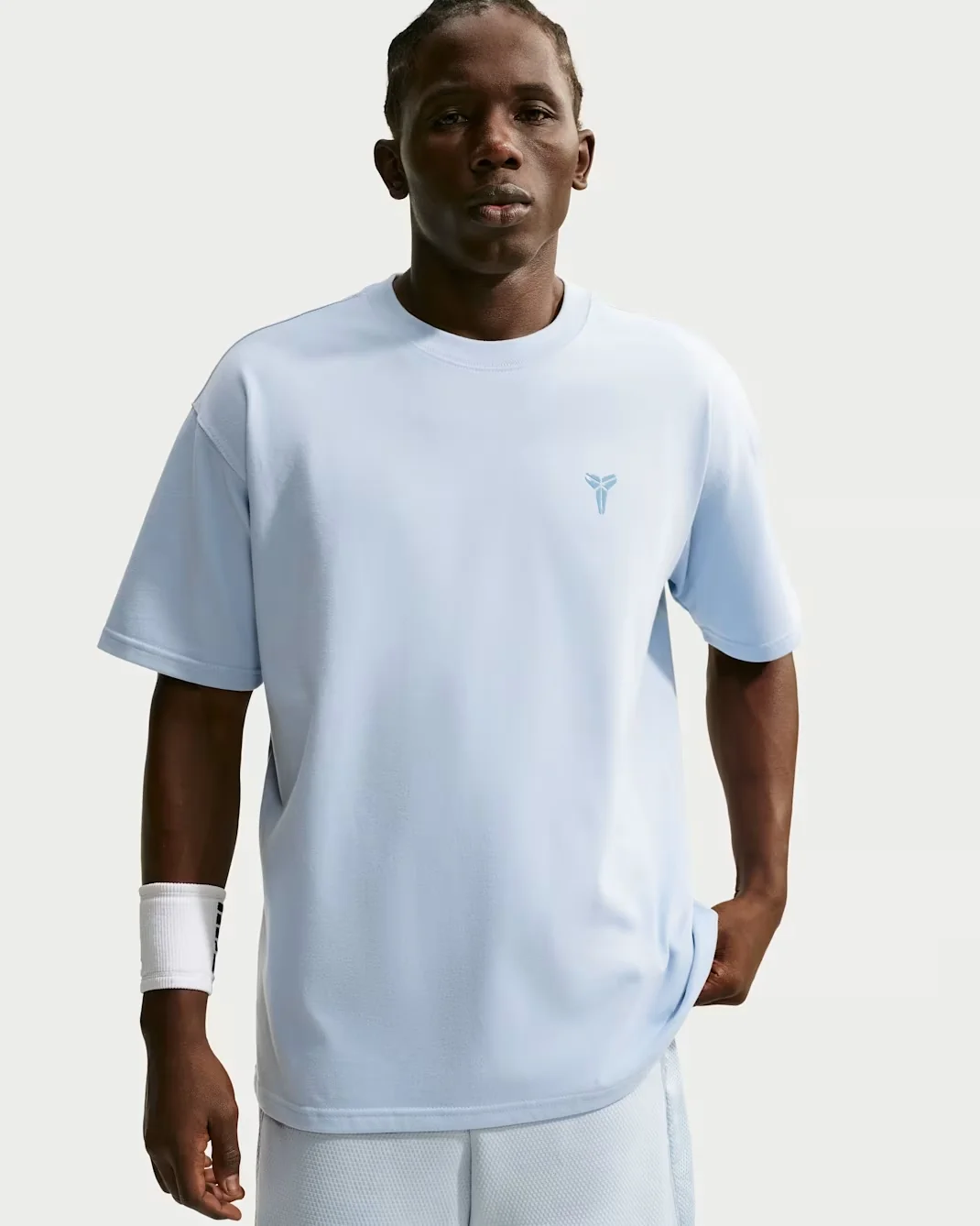 Light blue Nike Kobe short-sleeve T-shirt with small Kobe logo on the chest.