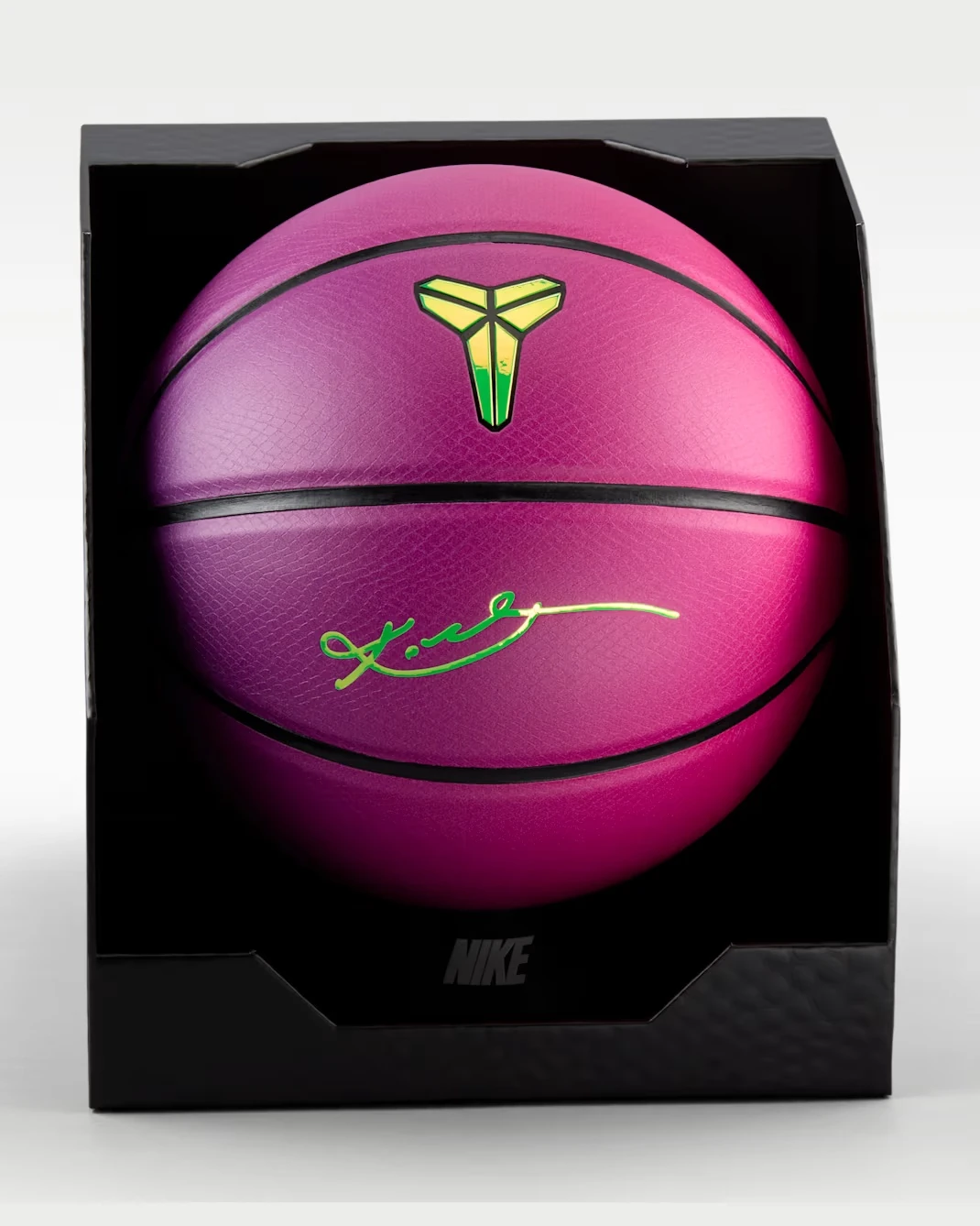 Nike Kobe Mambacurial Premium Basketball in Red Plum, Electric Green and Black collector box
