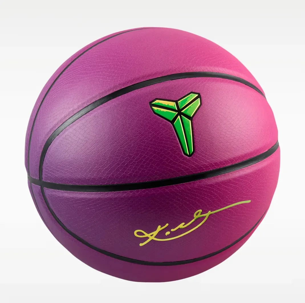 Nike Kobe Mambacurial Premium Basketball in Red Plum, Electric Green and Black with Kobe logo and signature