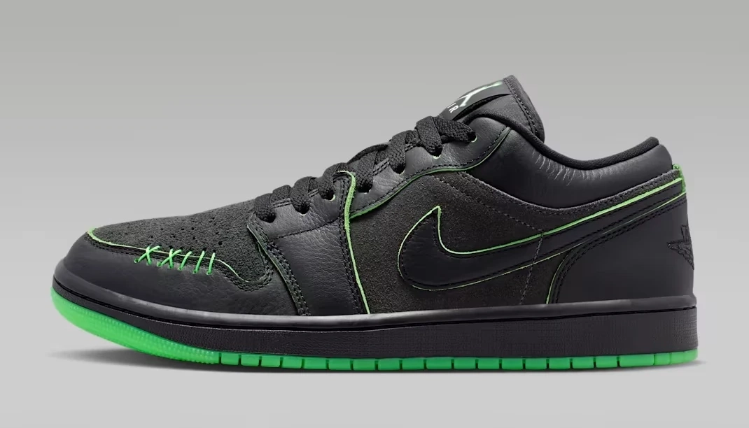 Air Jordan 1 Low SE Halloween 2026 in Black, Scream Green and Dark Smoke Grey.