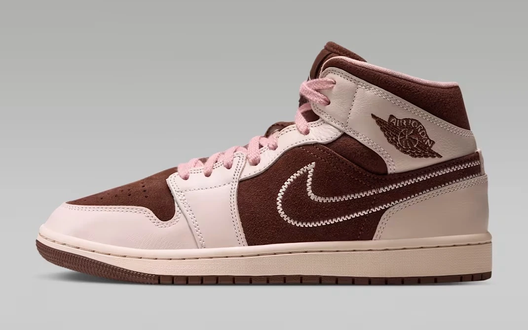 Women's Air Jordan 1 Mid SE “Fireside” sneakers in Cacao Wow, Rust Pink and Pearl White
