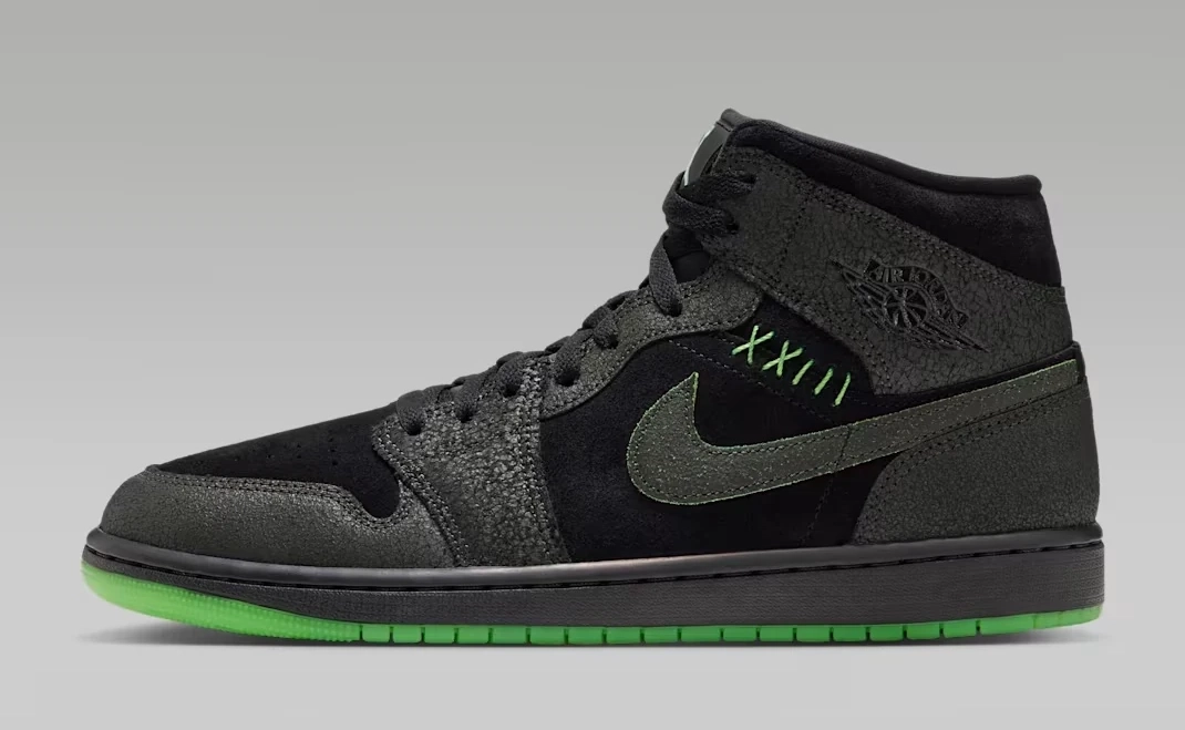 Air Jordan 1 Mid SE Halloween 2026 in Black, Sequoia and Scream Green.