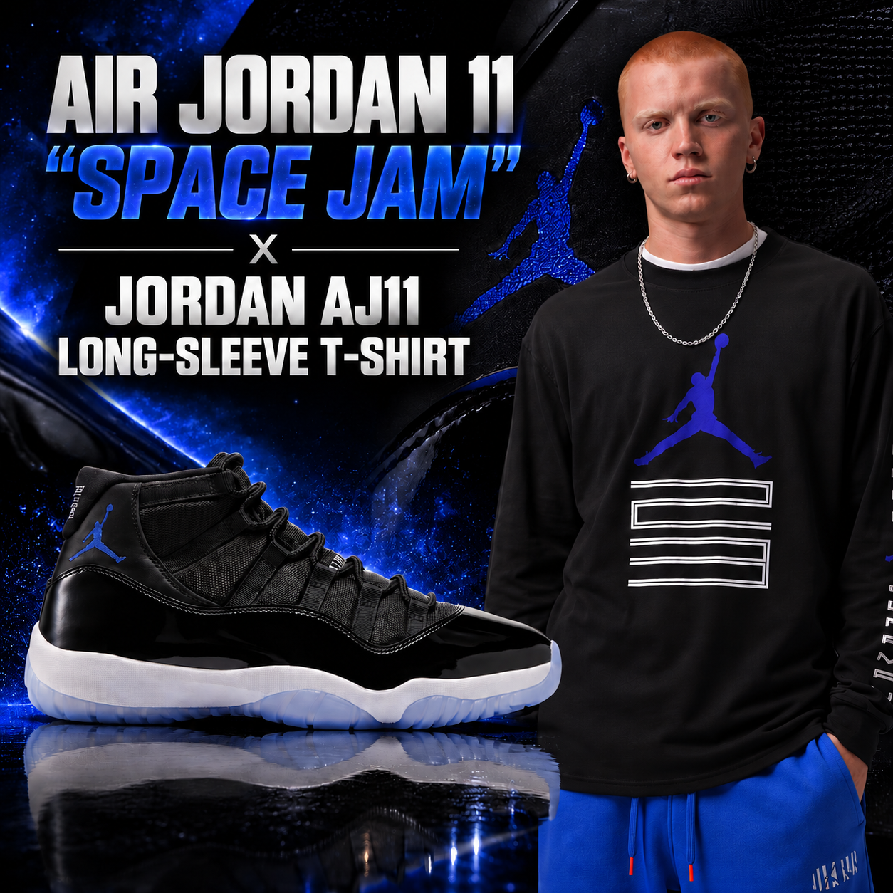 Air Jordan 11 “Space Jam” with Jordan AJ11 Long-Sleeve T-Shirt outfit – SneakerFits