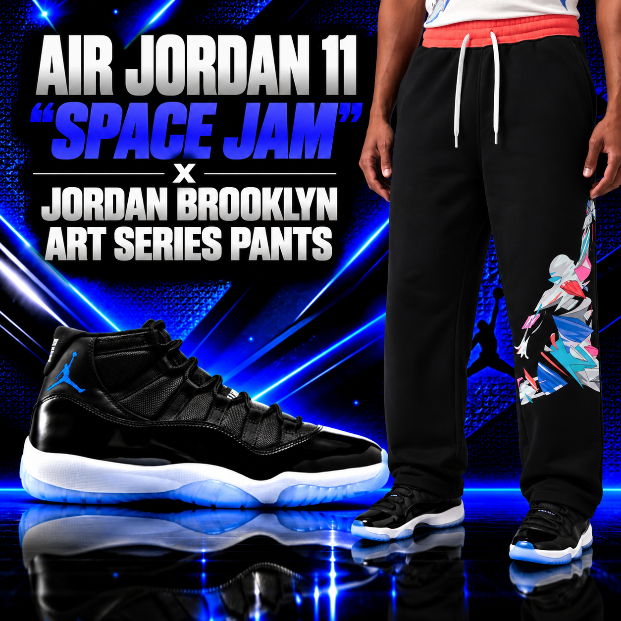 Air Jordan 11 “Space Jam” styled with Jordan Brooklyn Art Series Pants – SneakerFits