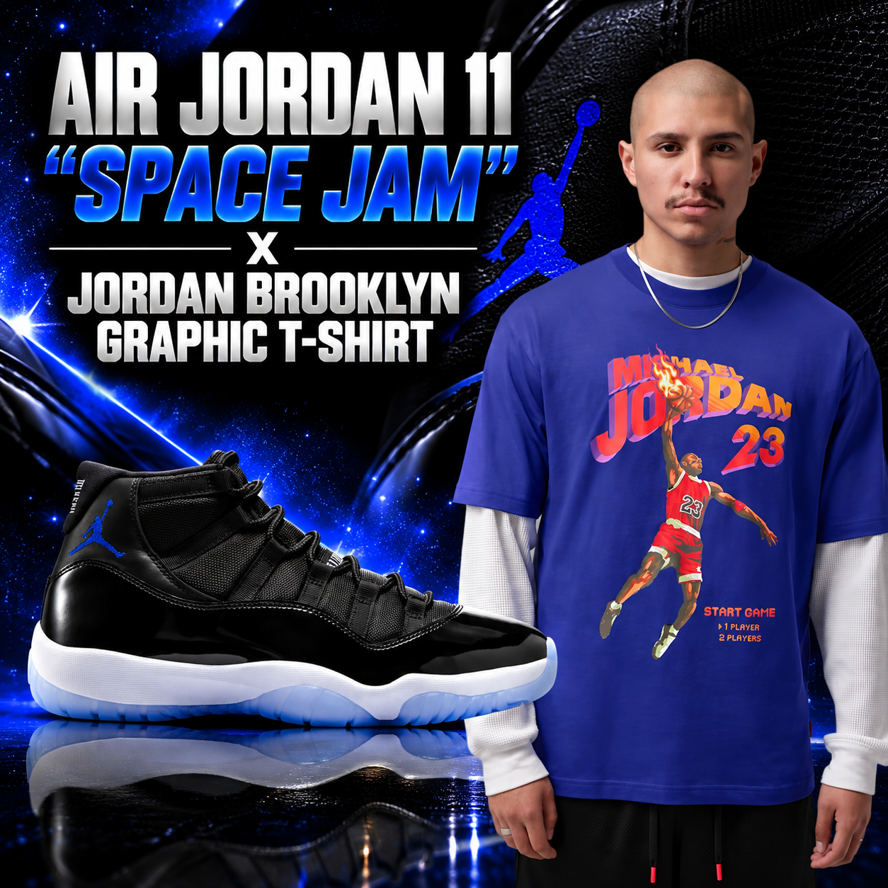 Air Jordan 11 “Space Jam” with Jordan Brooklyn Graphic T-Shirt outfit SneakerFits