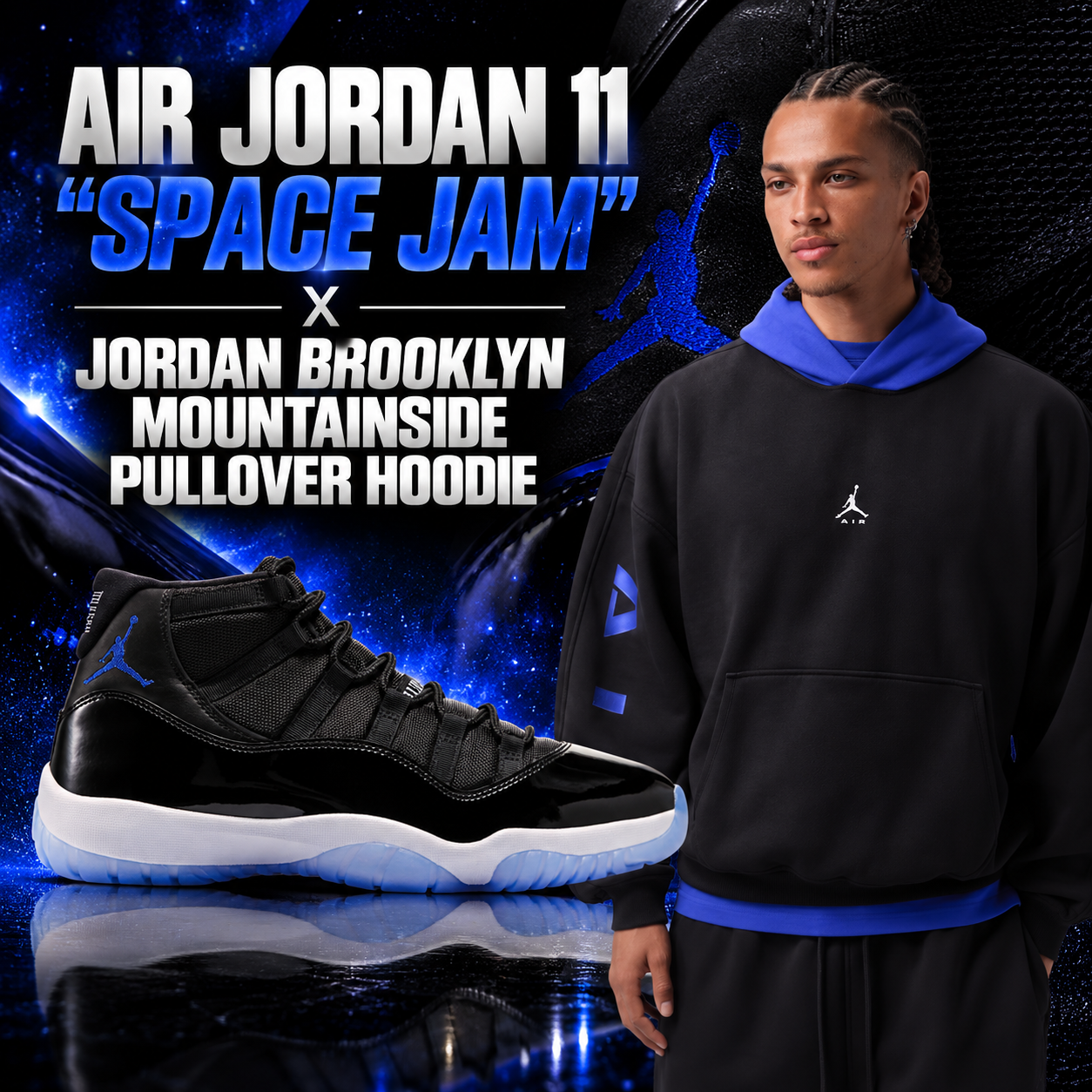 Air Jordan 11 “Space Jam” with Jordan Brooklyn Mountainside Pullover Hoodie outfit match | SneakerFits